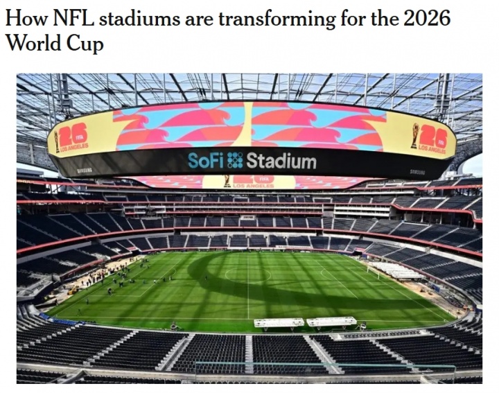 开云-TA：美国NFL体育场为世界杯进行改造，换成天然草皮+拓宽球场